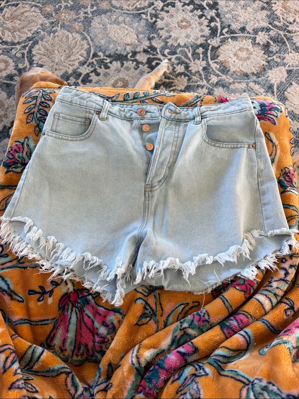 wild fable Light Blue High-Rise Frayed Hem Jean Shorts
